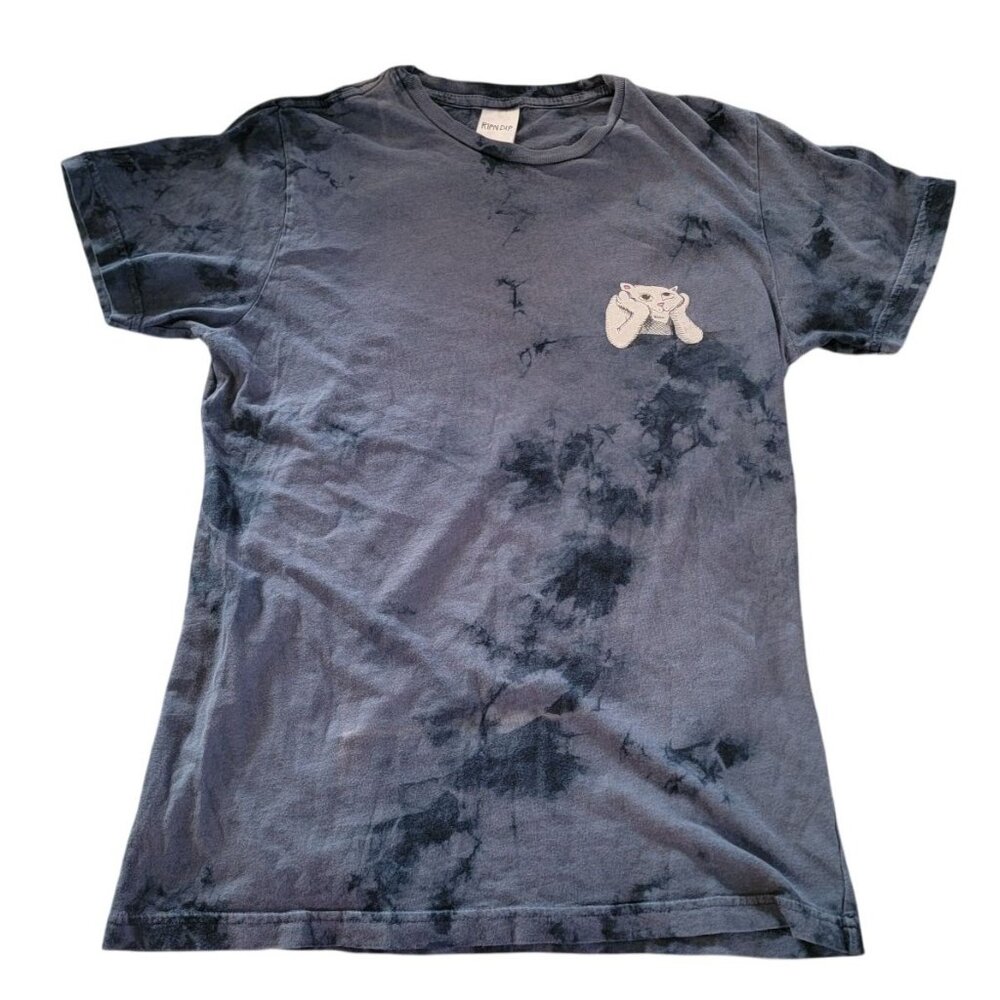 Ripndip Tie-Dye Cat Graphic T-Shirt S Blue Cotton